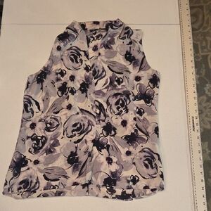 Rose & Olive Purple Floral Sleeveless Blouse Size M